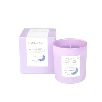 Image of Sunday Rain Lavender Sleep Easy Soy Candle, with Aromatherapy Oils, Up to 40 Hours Burn Time, Soothing &amp; Calming Fragrance, 265g