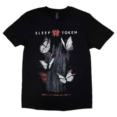 Image of Paradiso Clothing Sleep Token Butterflies Unisex Print Tshirt, Size: Small, Black