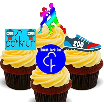 Image of Made4You 200th Park Run Edible Cupcake Toppers Stand up Wafer Cake Decorations (24)
