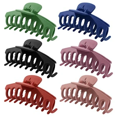 Image of Tongtong 6 Pack 4.3inch Acrylic Matte Hair Claw Clips Non Slip Jaw Big Large Barrette Clamps Ponytail Holder Accessories for Women Ladies Girls