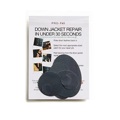 Image of PRO FIX: Easy to Use Down Jacket Repair Patch Kits Pre Cut, Self Adhesive, Waterproof, Tear Resistant Patches for Repairing Clothing, Sleeping Bags, Tents, Outdoor Gear Dark Grey
