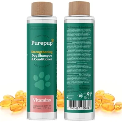 Image of PUREPUP All Natural Strengthening Dog Shampoo &amp; Conditioner Vitamin E and A; Antioxidant Rich, Restores Shine,Moisturizing, Ingredients, Helps Relieve Dry Itchy Skin, XXL package