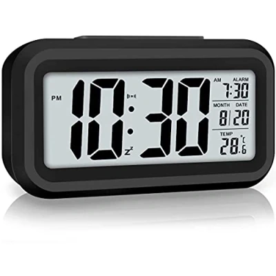 Image of Lesipee Digital Alarm Clock, Clock for Bedroom, Desk Battery Operated, with Smart Night Light 12/24H Display Snooze Function Heavy Sleepers Back to School Gifts Student