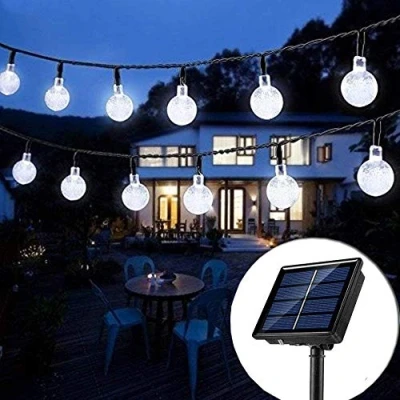 Image of iihome Solar Garden Lights,60 LED String 36ft Outdoor Waterproof Powered Crystal Ball Decorative Lights for Garden,Patio,Yard,White, 36feet