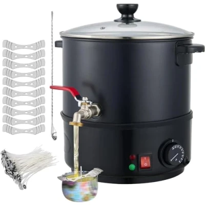 Image of PRMTYUP Wax Melter for Candle Making, Making Melter,6 20L Large Melting Pot with Spout Soy Soap Base Supplies Easy Pour &amp; Non Stick Temps,Black,16L