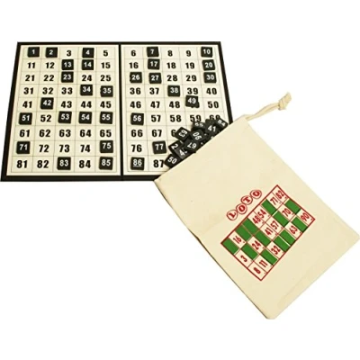 Image of Thomas &amp; Anca Club Supplies Ltd 1 90 Bingo Discs, Checkboard Draw String Bag for Tickets