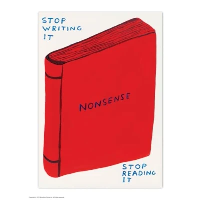 Image of Brainbox Candy Official David Shrigley Postcard ‘Stop Writing Nonsense’ Funny Postcards Art A6 Print Artistic