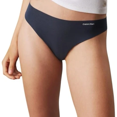 Image of Calvin Klein Women&#039;s 3 Pack Thong (Mid rise) 000qd5219e Thongs, Multi (Plein Air/Grey Heather/Ink), L