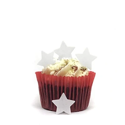 Image of 100 Precut White Edible Wafer Paper Stars Cake Toppers Decorations Perfect for Weddings and Valentines Day