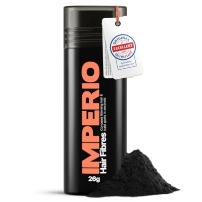 Image of IMPERIO Hair Fibres for Thickening &amp; Full in Seconds. Shake on filler an Authentic Look. 100% Natural! Premium Salon Quality Building 26g (black)