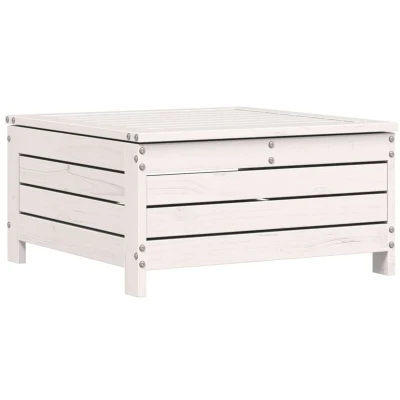 Image of vidaXL Garden Footstool with Cushions White Solid Wood Pine