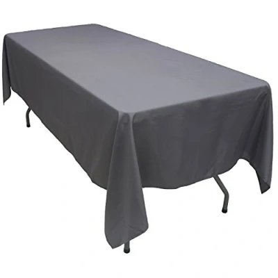 Image of KaitatsuSen Oblong Rectangular Polyester Fabric Tablecloth, Charcoal, 150x300 cm