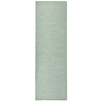 Image of vidaXL Outdoor Flatweave Rug Turquoise Runner, 80 x 250 cm, UV &amp; Weather Resistant, Indoor/Outdoor Use