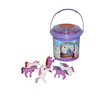 Image of Wild Republic 23149 Adventure Bucket Mini Unicorn, Playing Set, 10 cm, 6 Pieces, Multi, 6Piece