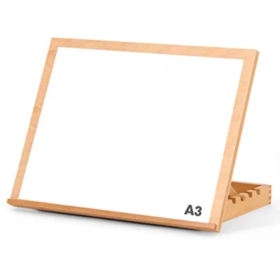 Image of Create Lee A3 Desktop Table Easel and Craft Workstation, Adjustable Made from Solid Beech Wood for Drawing, Painting, Sketching or Display