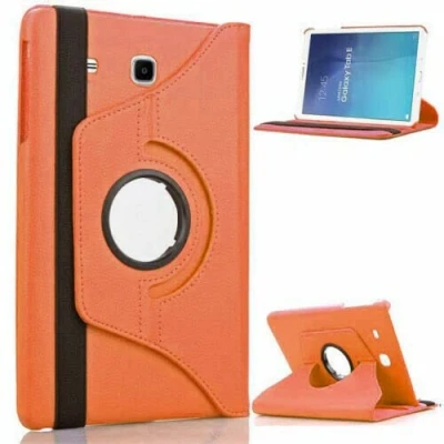 Image of Rotate Case For Samsung Galaxy Tab A 9.7 (2015) T550 T555 P550 P555 360 Swivel Plain PU Leather Folio Stand Cover (Orange)