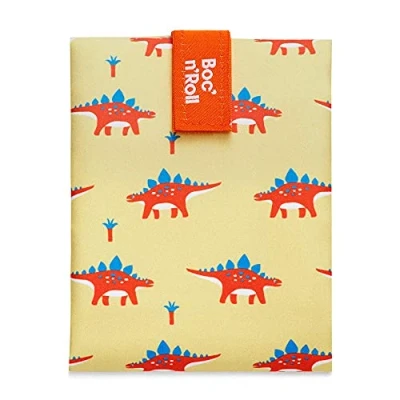 Image of Roll&#039;eat ® Reusable Sandwich Bag Container Eco Friendly Food and Washable Wrap Dino Boc&#039;n&#039;Roll Animals