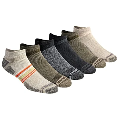 Image of Eddie Bauer Men&#039;s Socks Dura Dri Moisture Control Low Cut Socks, Olive Assorted (6 Pairs), Large