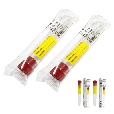 Image of KIT 2 PCS Sterile Test Tubes for Urine, 12ML with Label, Graduated Vials Pressure Cap Laboratory Analysis,