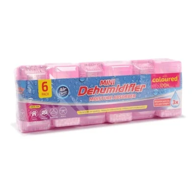 Image of Dehumidifier for Home Damp Kitchen Wardrobe Office Caravan Garage Bathroom Basement Air Purifier (Pink Mini Box Unscented 200ml, 6 Pack)