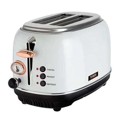 Image of Tower Bottega 2 Slice Stainless Steel Toaster White