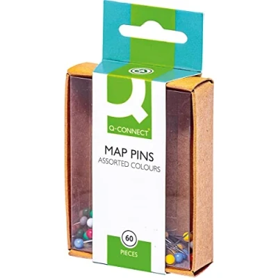 Image of Q Connect Map Pins Assorted (Pack of 10 x 60) Ref KF02030Q