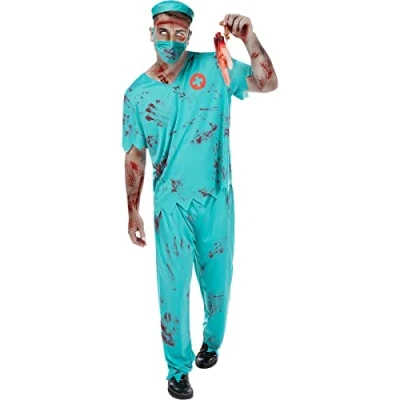 Image of Funidelia Zombie Doctor Costume for man Undead, Halloween, Horror adults accessory fancy dress &amp; props carnival parties Size M White
