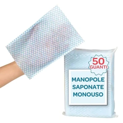 Image of Sunny Day 50x Adult Wash Gloves No Rinse Disposable Body Cleansing for Incontinence, Bedridden, Adults and Camping Substitute Flannels Wet Wipes Shower