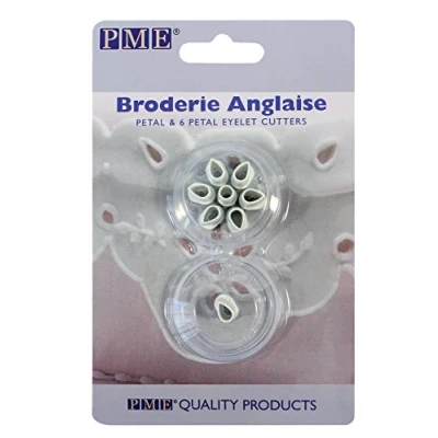 Image of PME BA402 Broderie Anglaise Petal &amp; 6 Eyelet Cutters, Set of 2, White