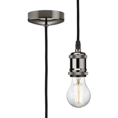 Image of KnightsBridge 1.8m E27 Vintage Pendant Set Black Nickel
