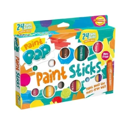 Image of Paint Pop Sticks For Kids 24 Pack Assorted Colours Twist &amp; Paint, Mess Free, Fast Drying Action, Easy Clean Up, Vibrant Colours, Multi Surface