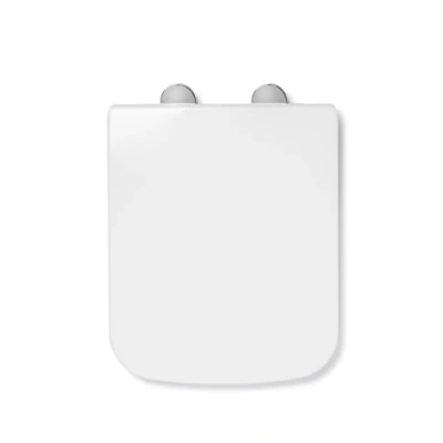 Image of Croydex Leven Square Toilet Seat Soft Close, Modern Design, Durable Nylon &amp; Chrome Plated ABS, Adjustable Hinges Fit Standard Toilets, Close Action, Quick Release, Thermoset Plastic, White