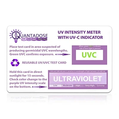 Image of QuantaDose® UVC Light Test Card with Wavelength Indicator and Photochromic UV Intensity