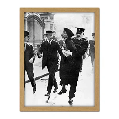 Image of Emmeline Pankhurst Suffragette Arrested 1914 Photo Artwork Framed Wall Art Print 18X24 Inch