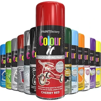 Image of AlezyB 1x Cherry Red All Purpose Spray Paint 400ml Professional Quality and Fantastic Finish, Interior, Exterior, Household Multipurpose for Metal Plastic Wood Glass