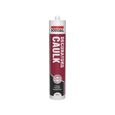Image of Soudal Trade Decorators Caulk Paintable Acrylic Silcone Sealant Adhesive Gap Filler Seal Cartridge White Solvent Free, Flexible Seal, Paintable, Smooth Finish, For internal Use (380ml)