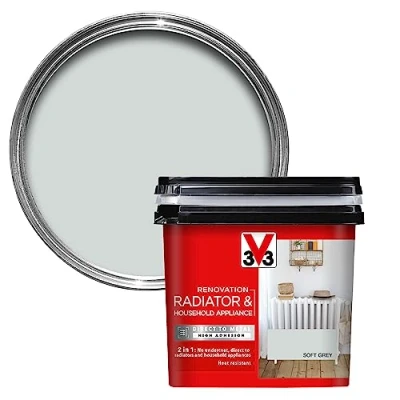 Image of V33 Renovation Radiator &amp; Household Appliance Paint Soft Grey 750ml Direct To Metal And PVC High Adhesion Resistance Temperature Variations Washable Easy Maintenance