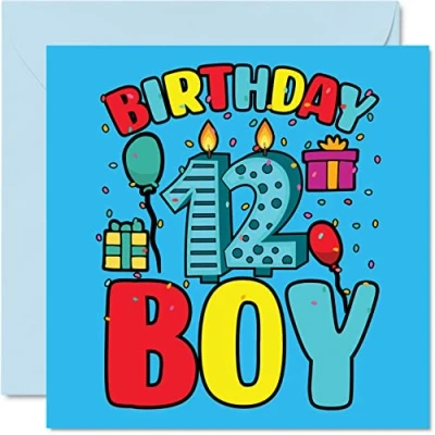 Image of 12th Birthday Card Boy Happy 12 Year Old Boy, Boys Cards for Him, 145mm x Greeting Son Brother Grandson Nephew Cousin God Son, Twelfth