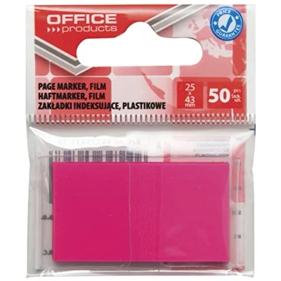 Image of Filing Index Tabs Office Products PP 25x43 Mm 50 Polybag Pink/Paper and Labels/Type with a Dispenser/Kind On The Pendant/Shape Rectangle/Material PP/Colour Pink/Thickness (mm) 60