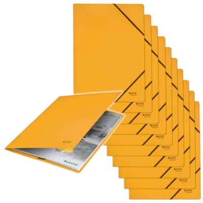 Image of Leitz Recycle Card Folder/Elastic Bands A4 Yellow (Pack of 10)