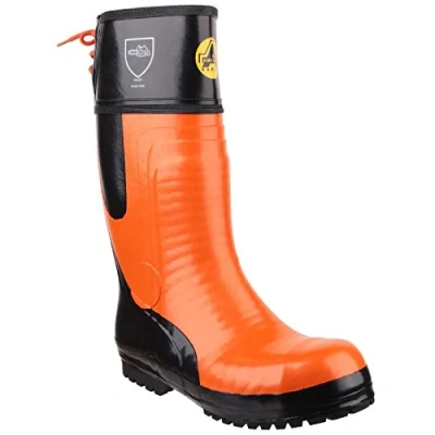 Image of Amblers FS992 Chainsaw Mens Safety Wellington Boots S5 (8 UK) (Black/Orange)