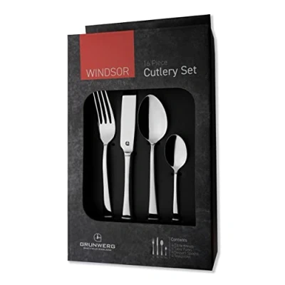 Image of Grunwerg 16BXWDR/C Cutlery Set, Stainless Steel, Silver, 16 Piece Set