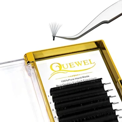 Image of Easy Fan Lashes 0.12D Curl 13mm QUEWEL Russian 2D 20D Volume Lash Extensions Self Fanning Eyelash Automatic Blooming (0.12D 13mm)