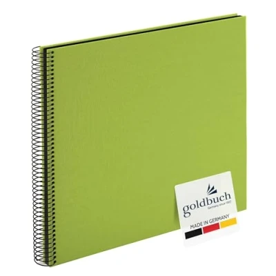 Image of goldbuch Bella Vista, Linen Memory, Spiral Bound, Pages, Book for Gluing, Photo Album, Paper, Green (Black Sides), 40 Schwarze Seiten