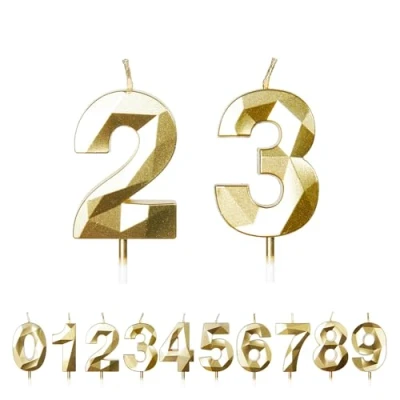 Image of FUZVOL Birthday Candles, Number 23 Candle, Gold Candle for Cake, Happy Cake Candles Topper Decorations