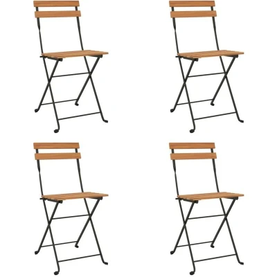 Image of vidaXL Folding Bistro Chairs 4 pcs Solid Wood Teak and Steel