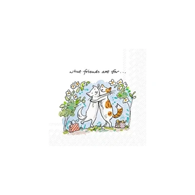 Image of Boston International IHR 3 Ply Paper Napkins, 20 Count Lunch Size, Cats Friends