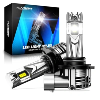 Image of NOVSIGHT HB3 LED Headlight Bulb 27000LM 1:1 Size 9005 Bulb, 600% 6500K Cool White Super Bright Conversion Kit, Plug and Play,IP68 Waterproof,Pack of 2