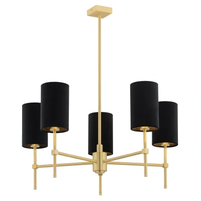 Image of Abruzzo Multi Arm Pendant Ceiling 5 Light Black, Brushed Brass