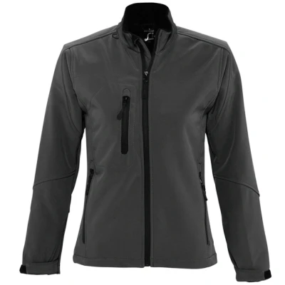 Image of SOLS Womens/Ladies Roxy Soft Shell Jacket (Breathable, Windproof And Water Resistant) (Charcoal) Size 2XL